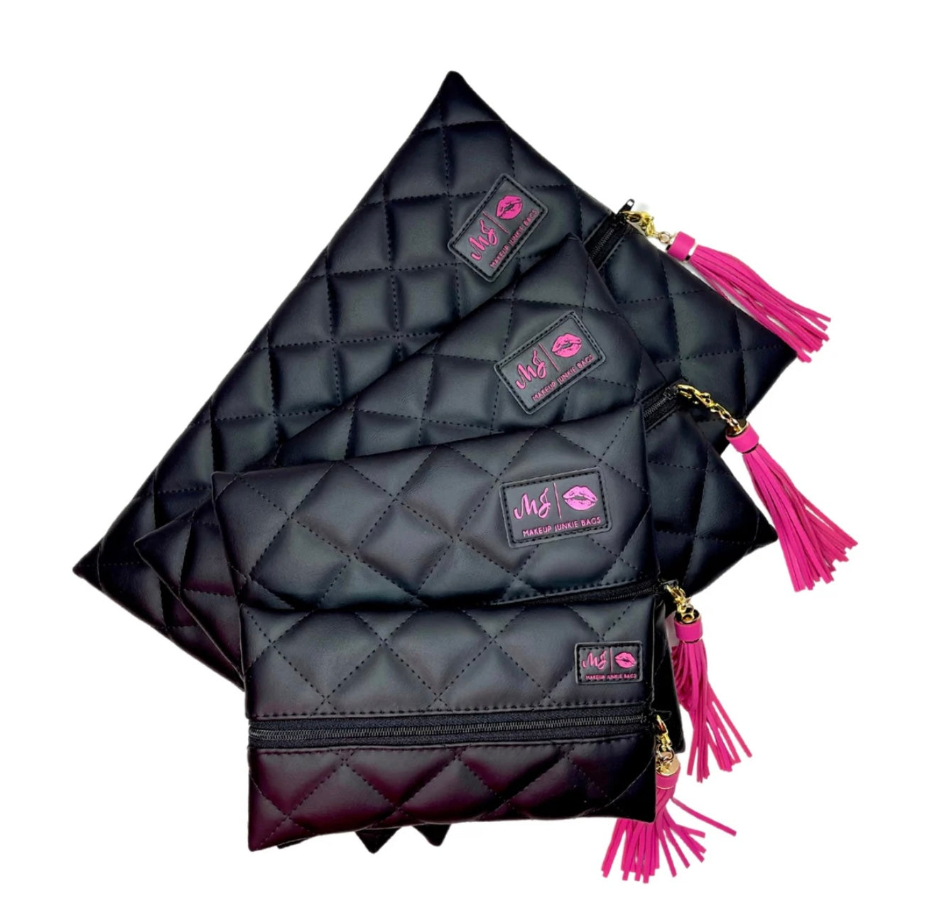 Quilted Onyx Makeup Junkie Bags