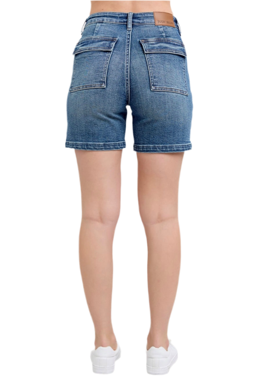 High Waist Utility Mid Length Shorts by Judy Blue