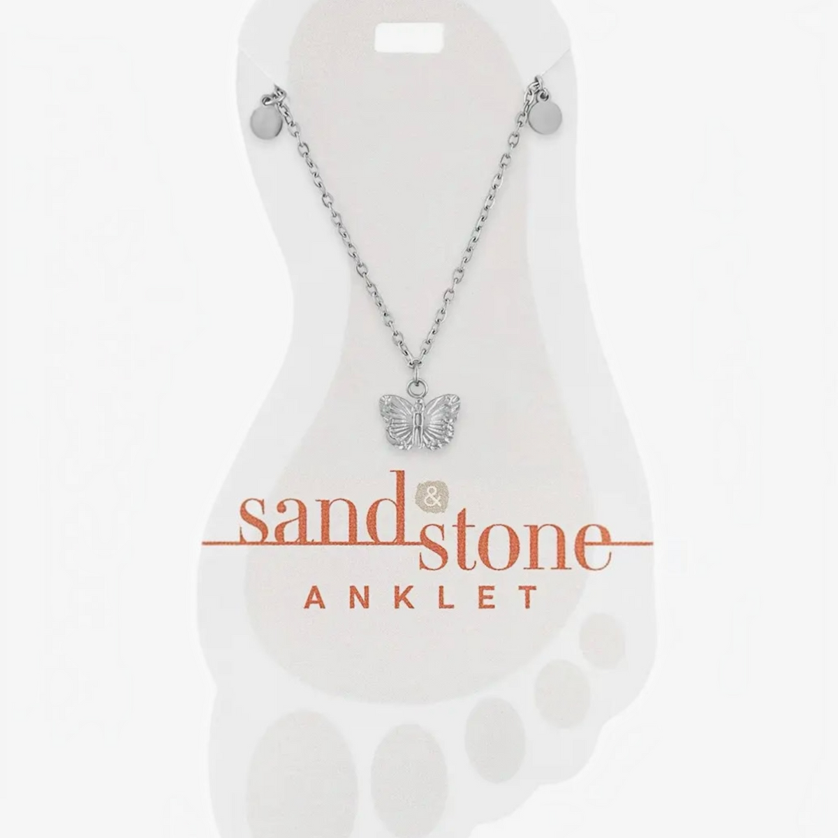 Sand & Stone Anklets: Silver Butterfly Dangle Anklet