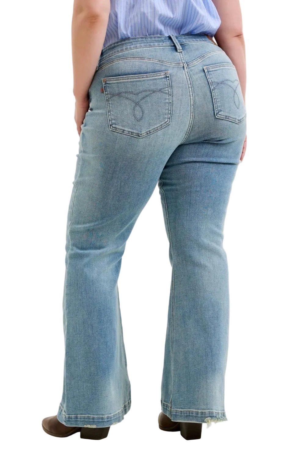 Mid Rise Short Inseam MD Flare Jeans by Judy Blue