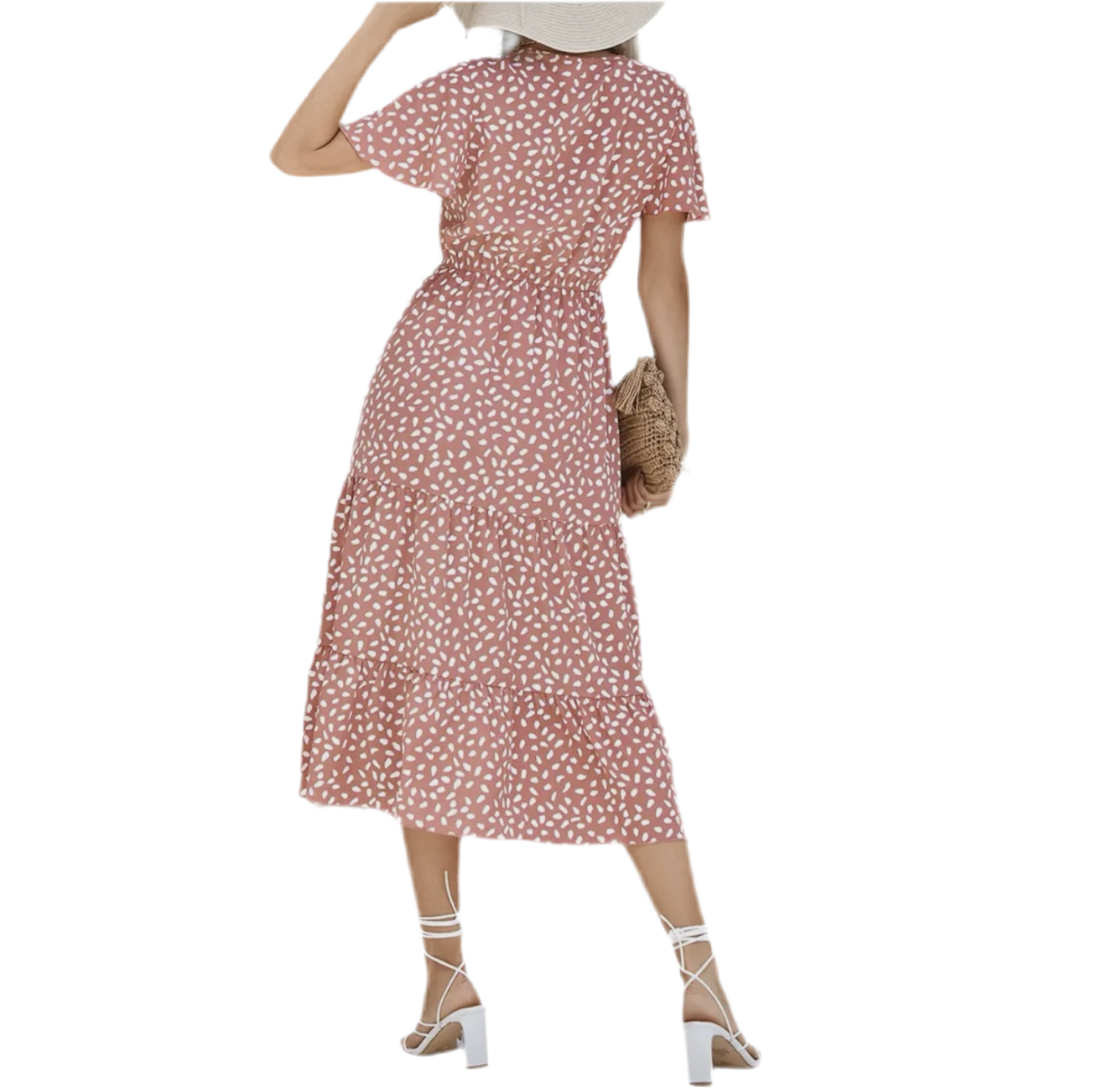 Leopard Print V Neck Midi Dress