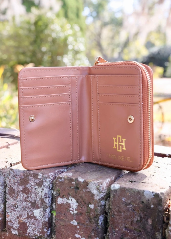Nadine Zippered Wallet in Camel by Caroline Hill