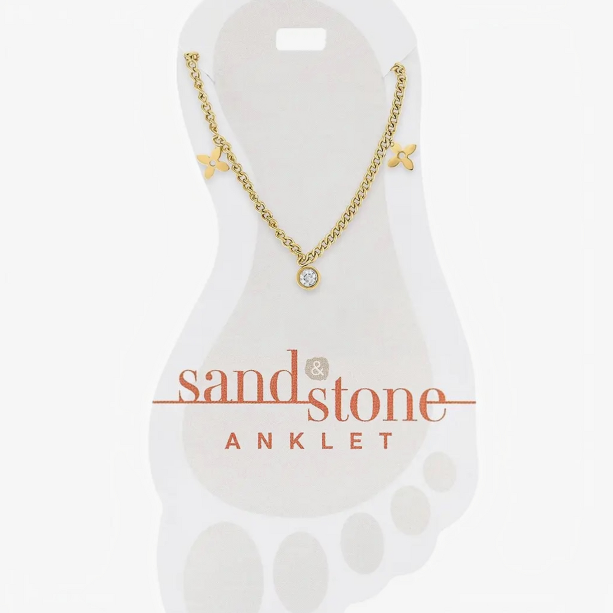 Sand & Stone Anklets: Gold Clover Dangle