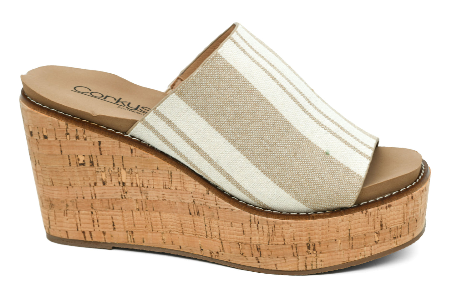 Mugshot Tan Natural Stripe Wedge by Corkys