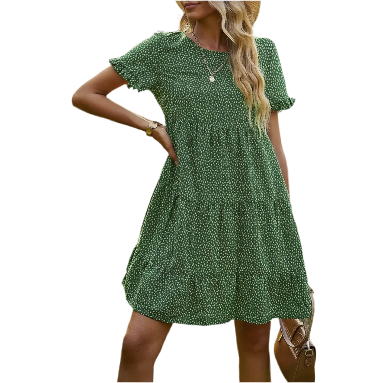 Floral Dot Ruffle Loose Fit Dress