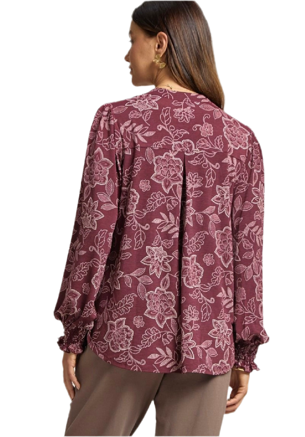 Lizzy Smocked Long Sleeve Top in Chocolate by Dear Scarlett