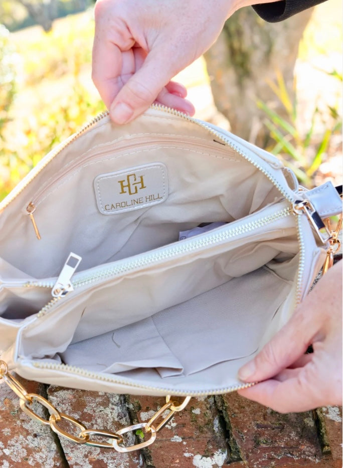 Ariana Crossbody Pearl Quilted LD by Caroline Hill