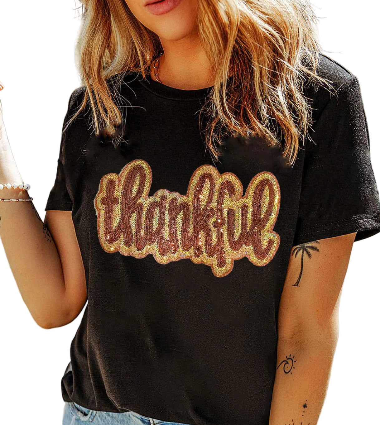 Thankful Sequin T-Shirts