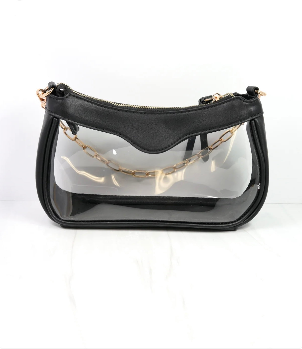 The Cassidy Clear Crossbody Handbag in Black by Caroline Hill