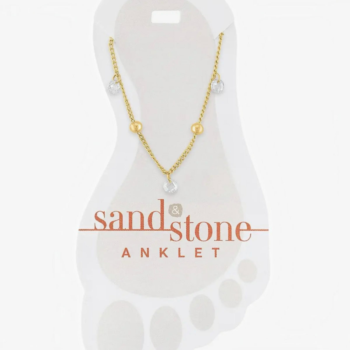 Sand & Stone Anklets: Gold Ball & Cz Dangle Anklet