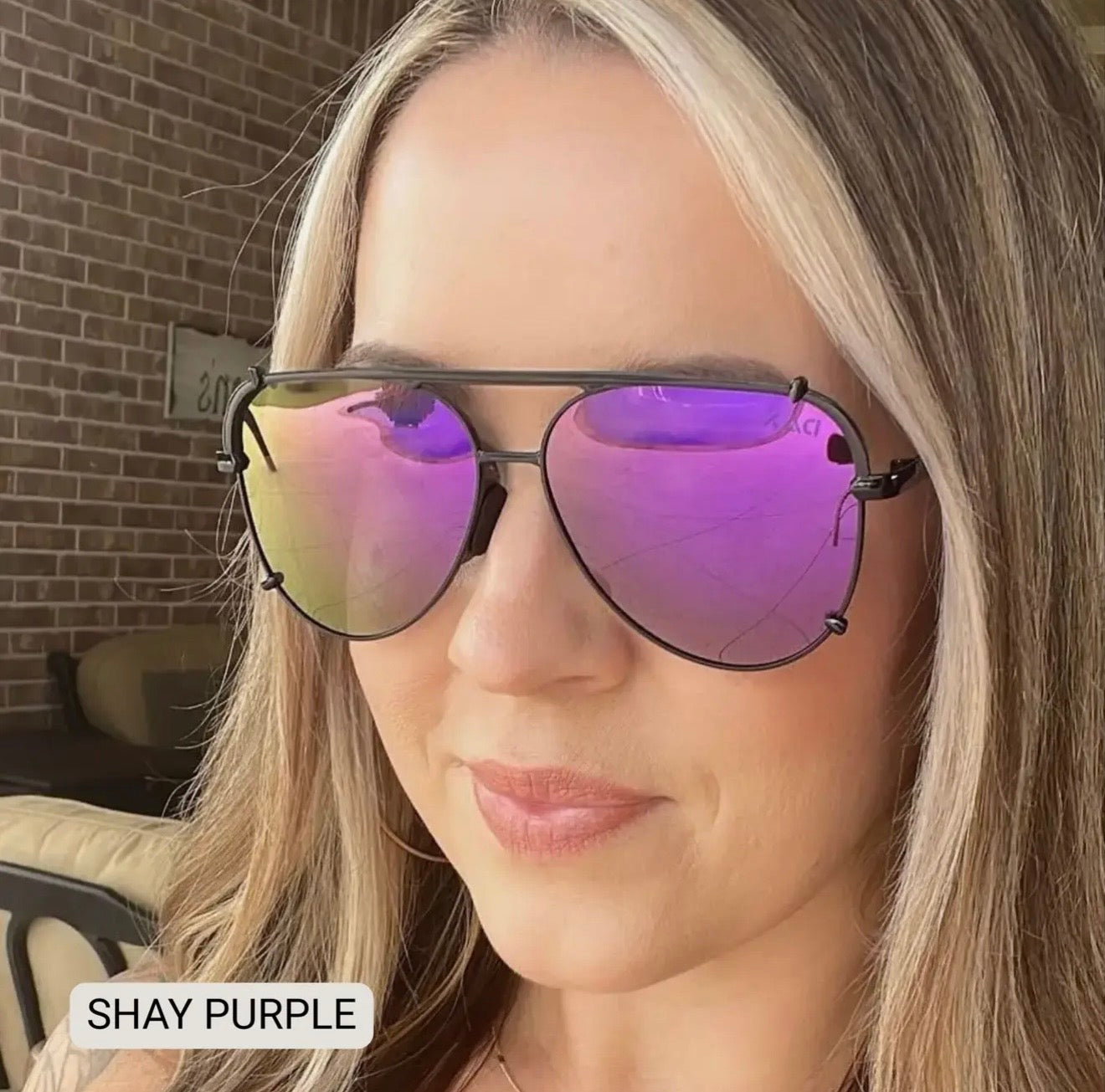 Shay Purple Polarized Hair Friendly Aviator Sunglasses by Dax Eyewear