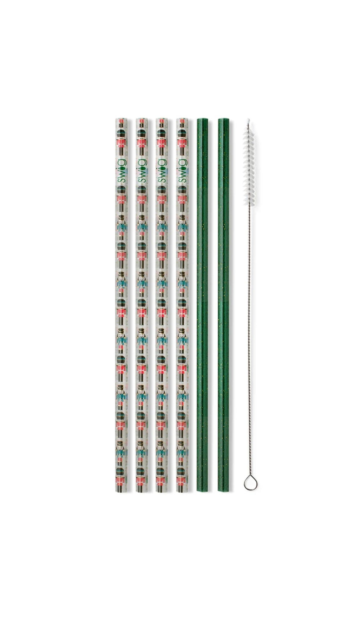 Swig (Classic Nutcracker+Green Glitter)Reusable Straw Set