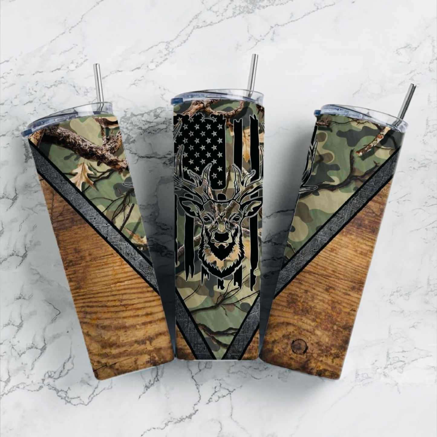 Camo Deer 20oz Skinny Tumbler