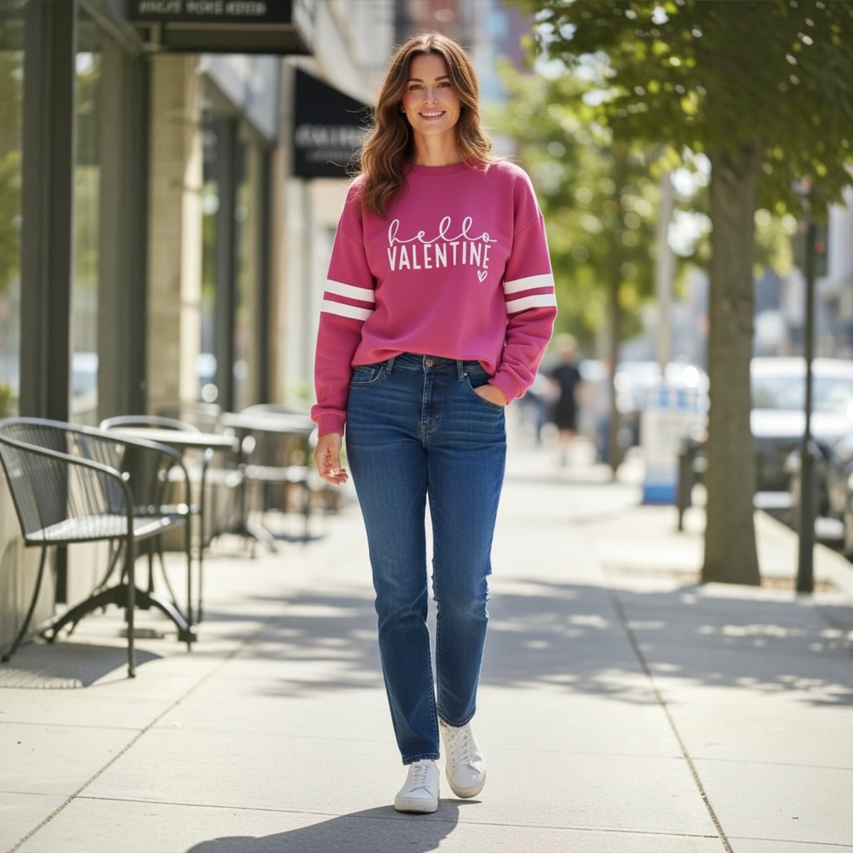 Hello Valentine Dark Pink Sweatshirt