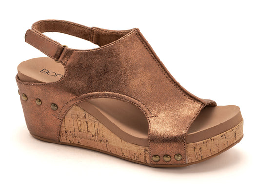 Carley Antique Bronze Wedge by Corkys