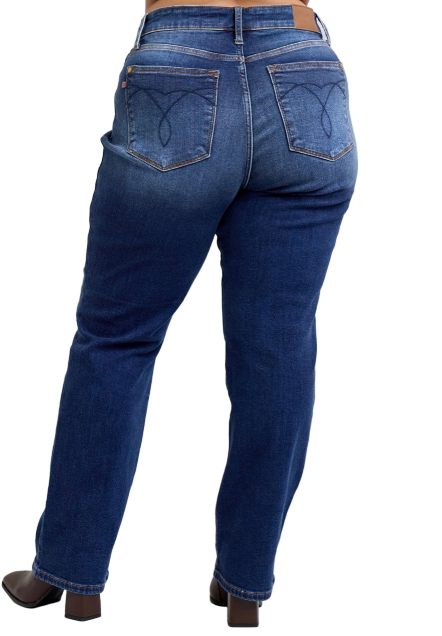 Vintage Wash Thermal Straight Jeans by Judy Blue