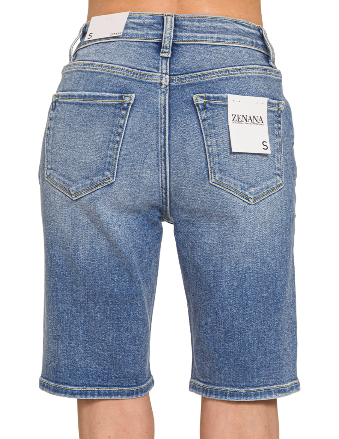 High waisted Distressed Bermuda Shorts by Zenana