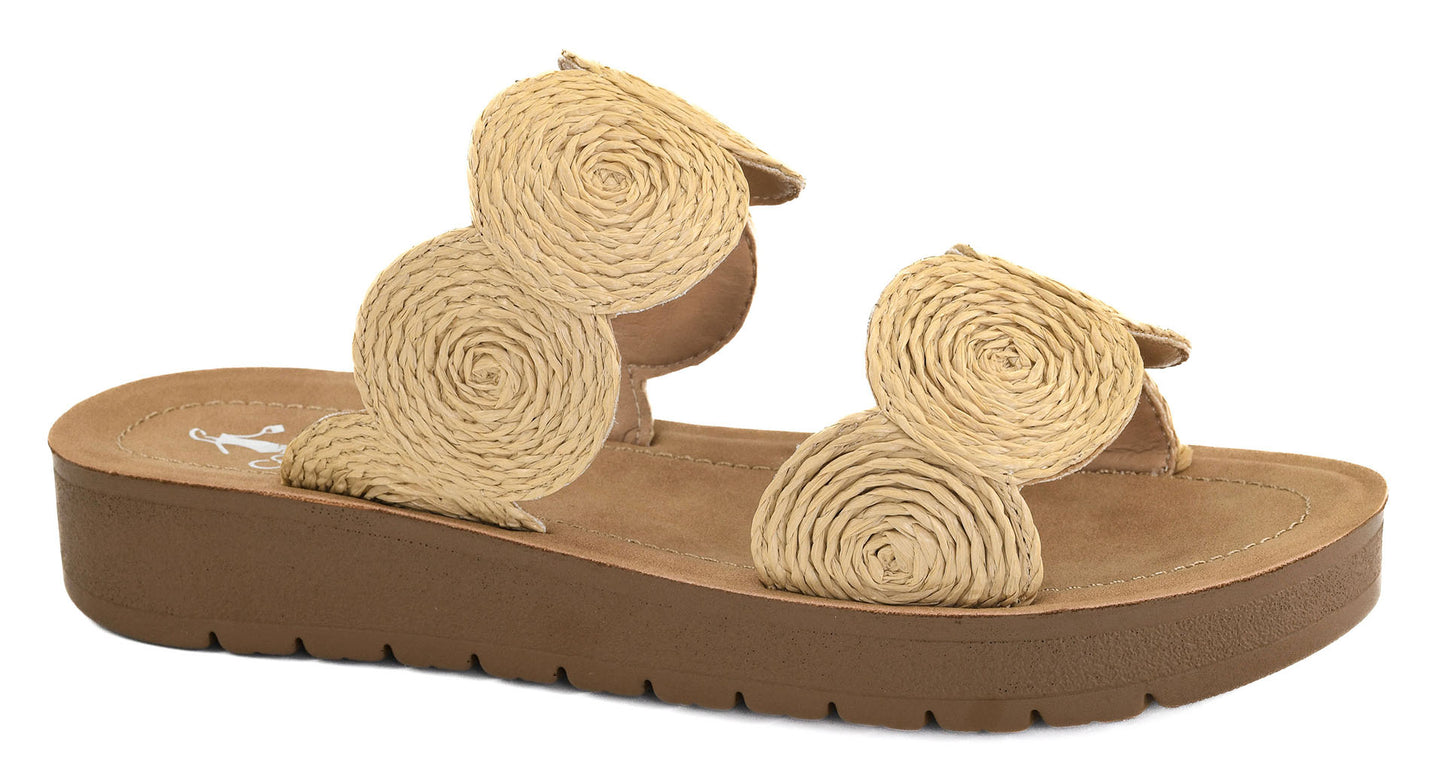 Cheers Beaches Raffia Slip On Sandal by Corkys