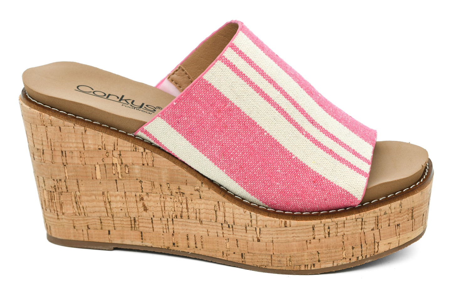 Mugshot Pink & White Stripe Wedge by Corkys