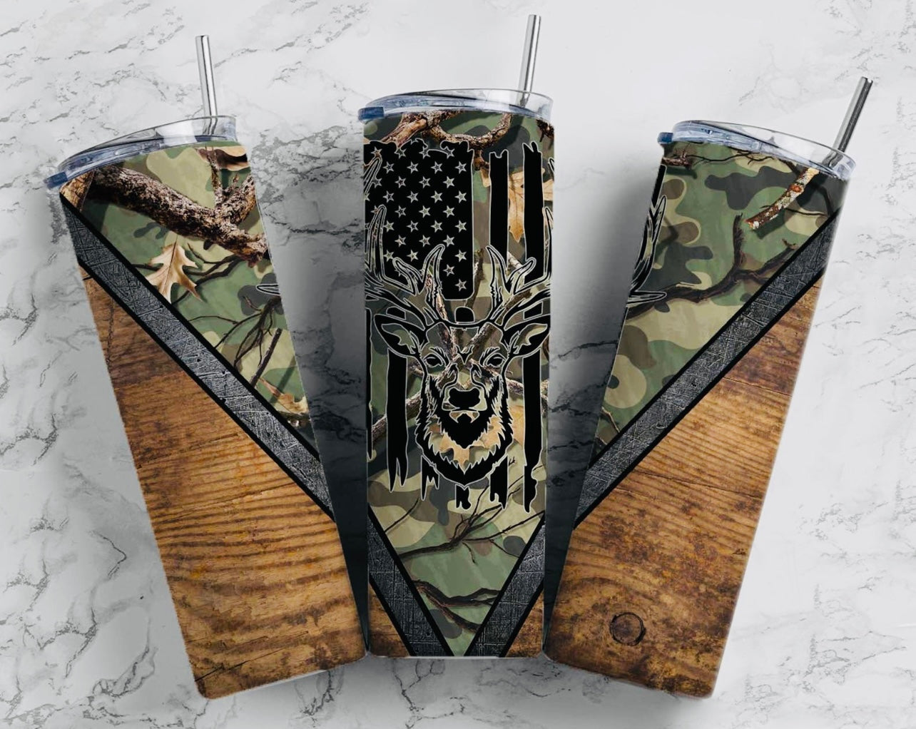 Camo Deer 20oz Skinny Tumbler