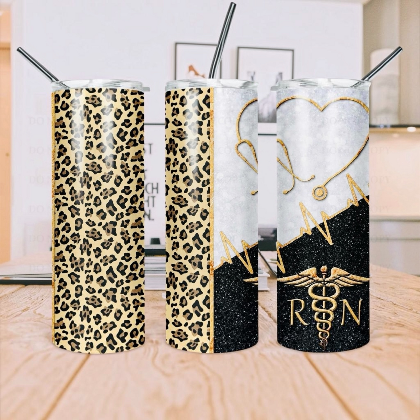 Nurse Leopard 20oz Skinny Tumbler