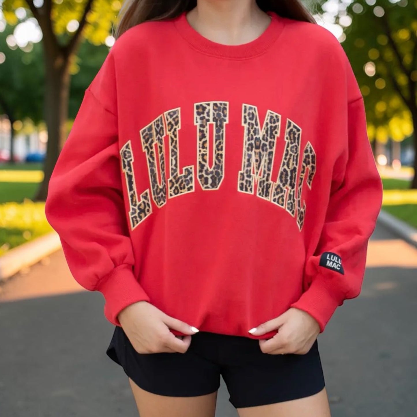 Red Leopard Print Sweatshirt by Lulu Mac