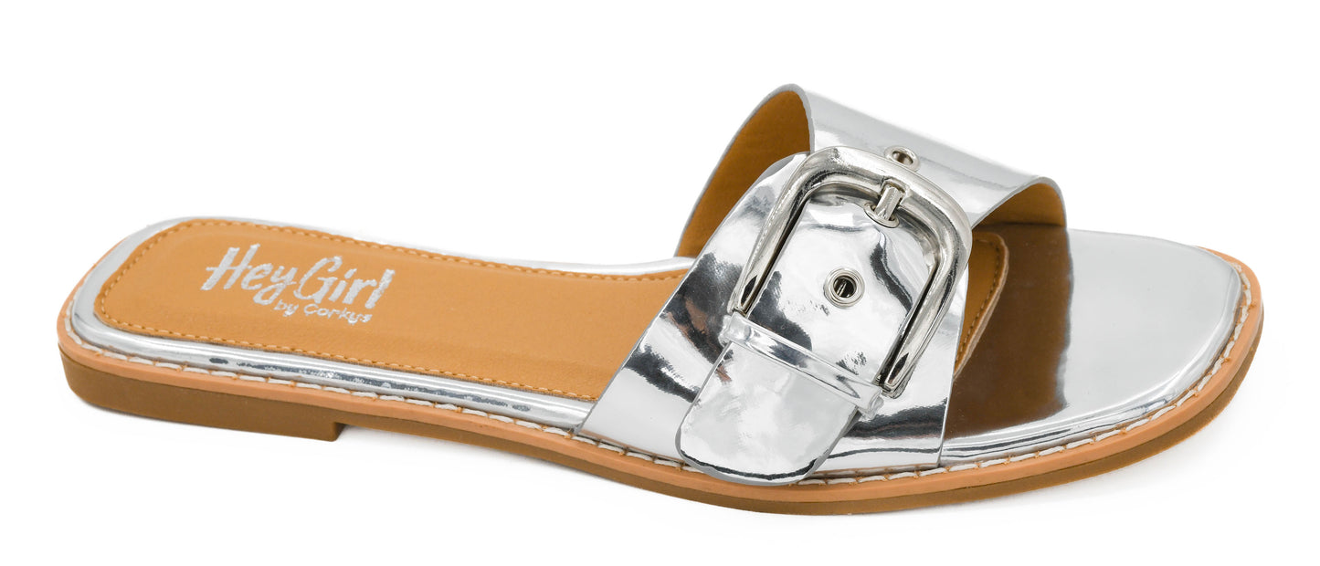 Pick Me Up Silver Mirror Metallic Sandal by Corkys