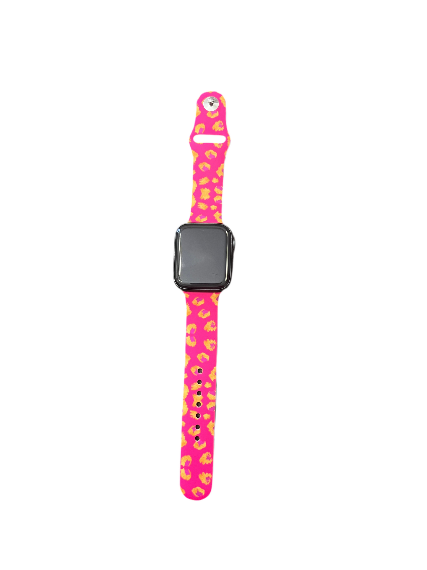 Pink Cheetah Printed Silicone Smart Watch Band