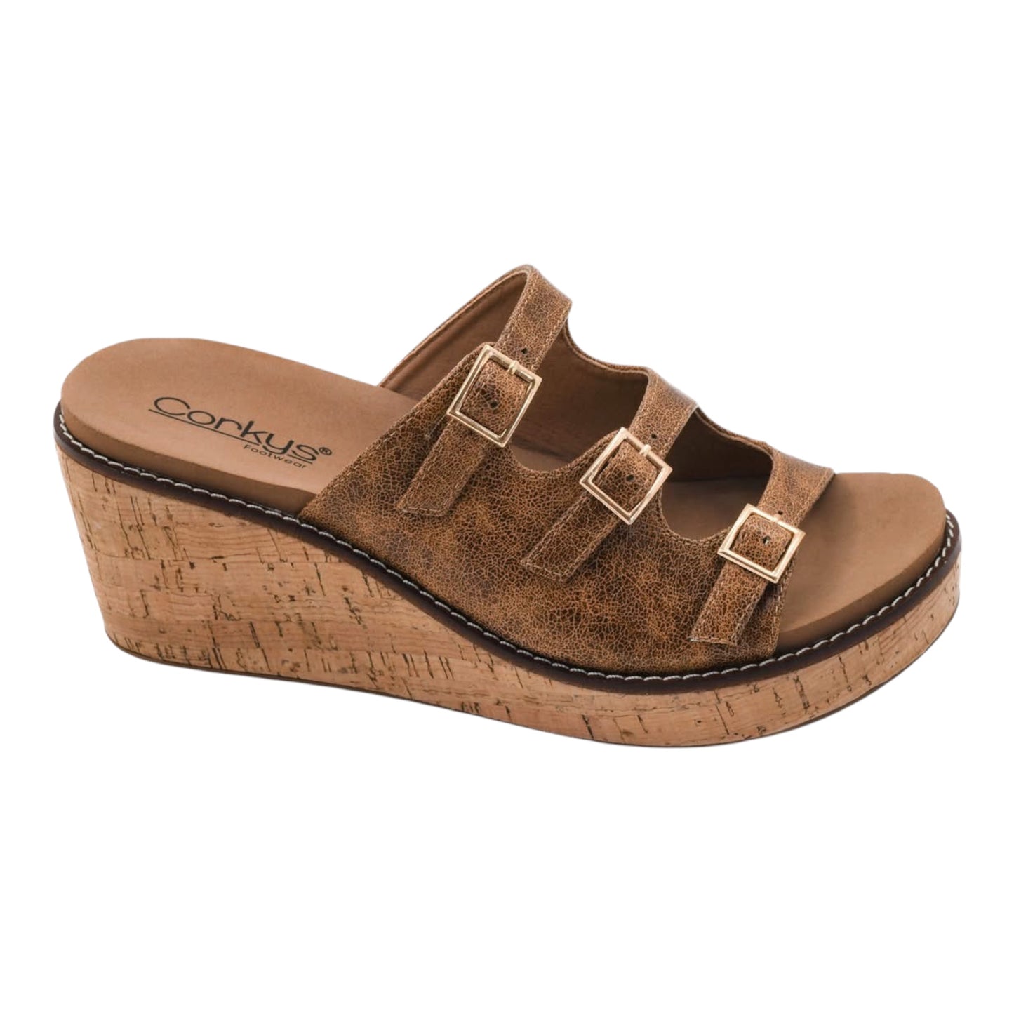 Dont Mind Me Cognac Crinkle Wedge by Corkys(Final Sale)