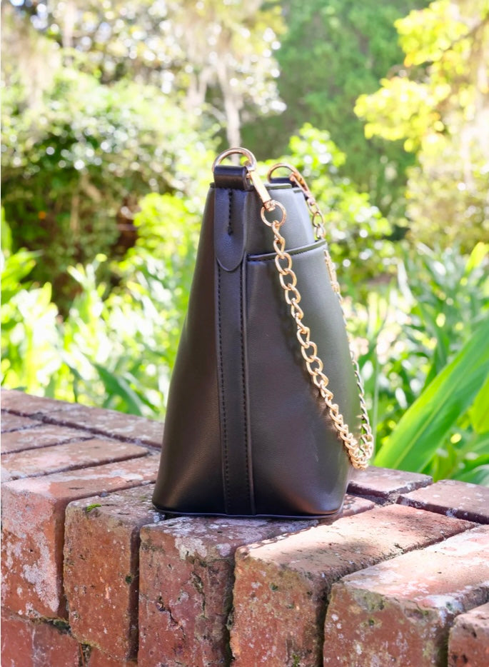 Brielle Bucket Bag in Black by Caroline Hill