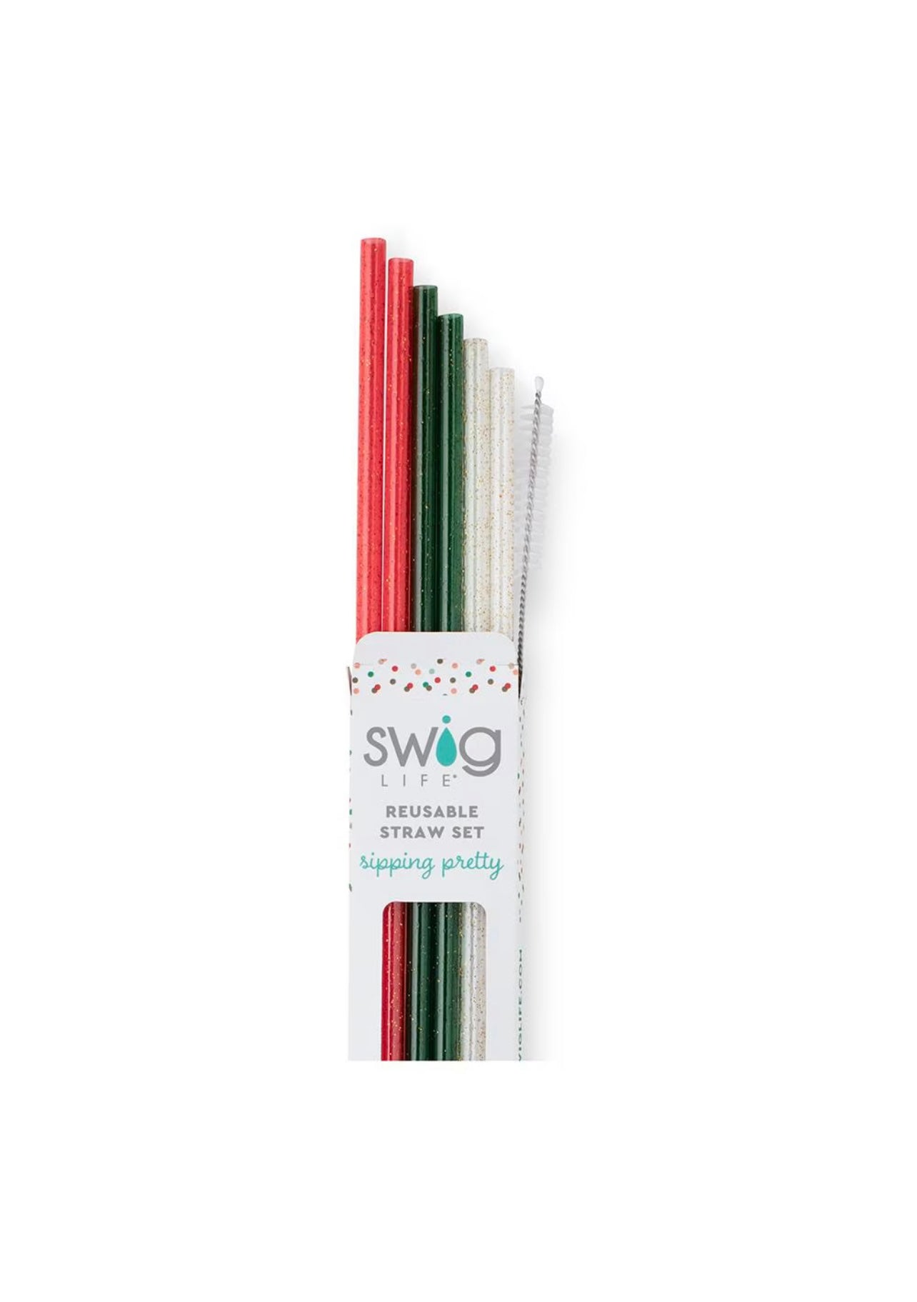 Swig (Christmas Glitter)Reusable Straw Set