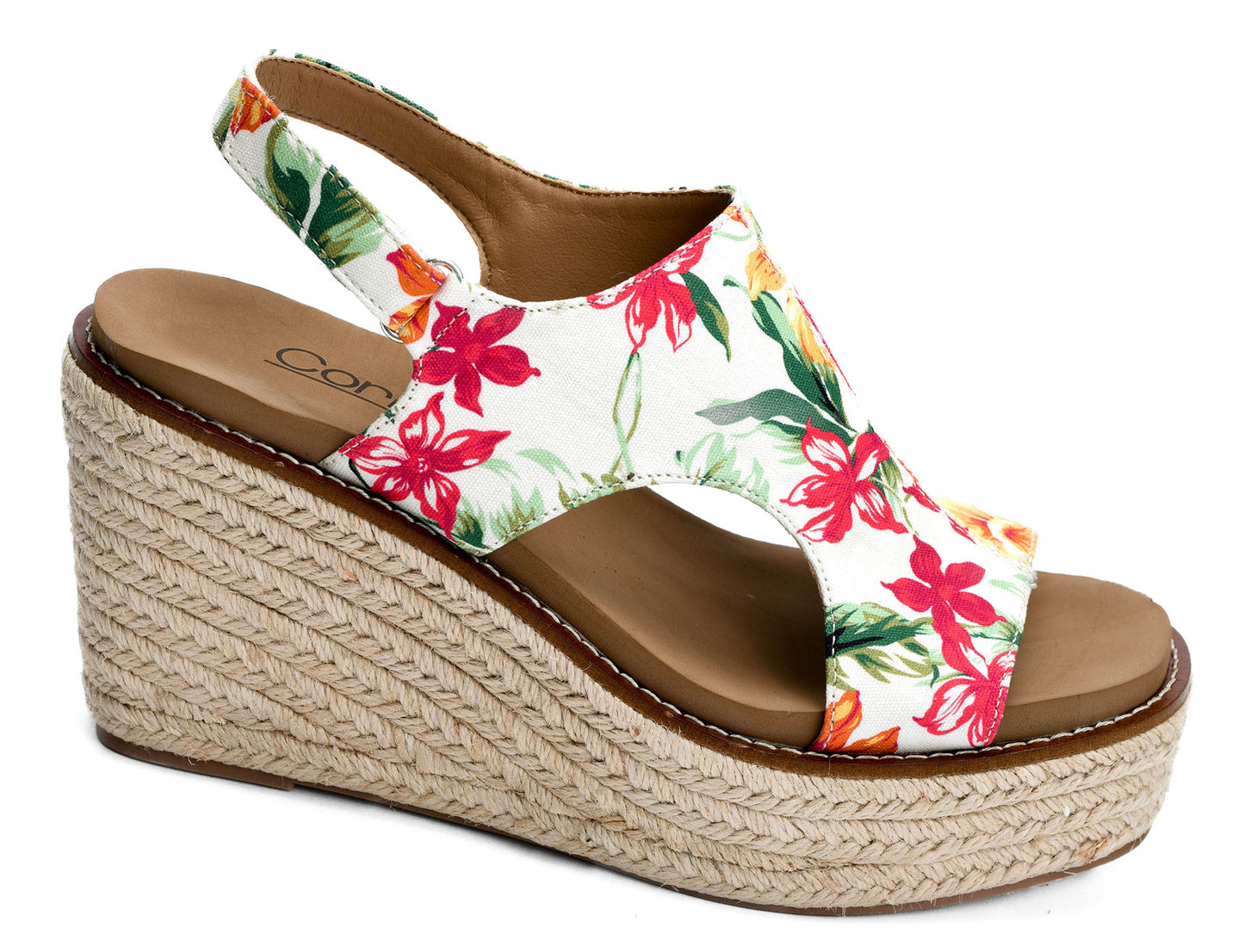 Freddie White Floral Wedge by Corkys
