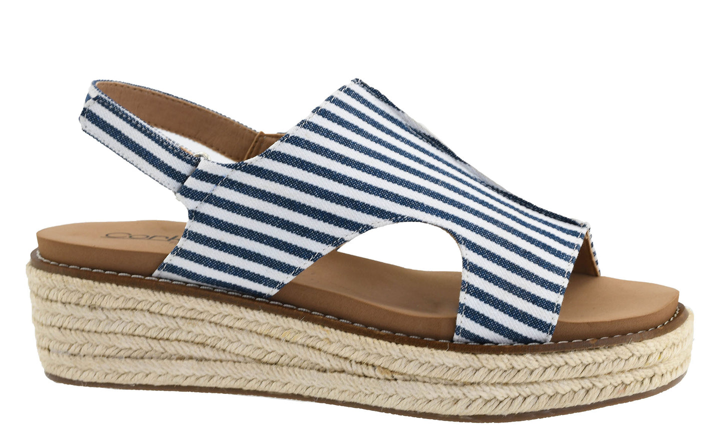 Ready or Not Blue White Stripe Wedge by Corkys