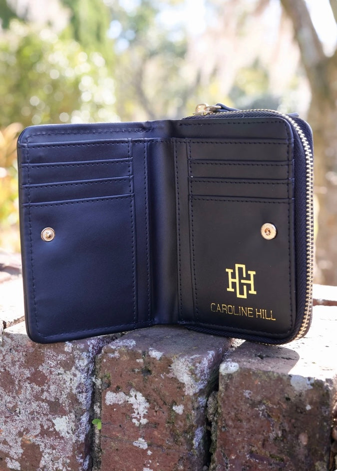 Nadine Zippered Wallet in Black by Caroline Hill