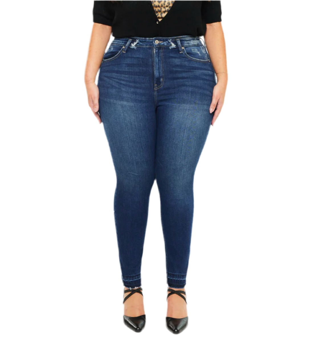 Zoe High Rise Ankle Skinny Jeans by Kan Can