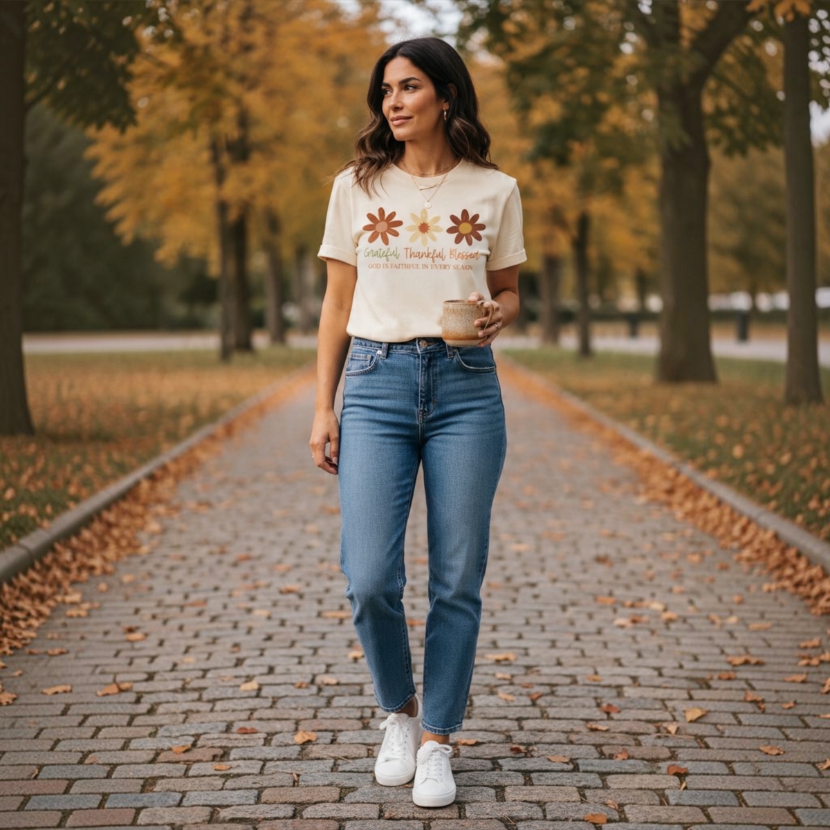 Floral Grateful Thankful Blessed T-Shirt