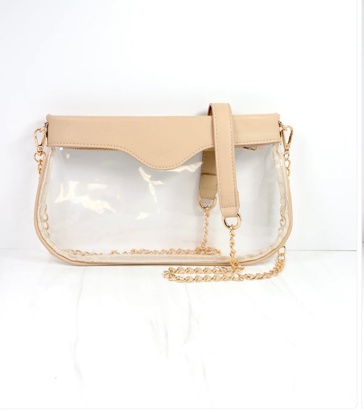 Madi Clear Crossbody Handbag in Nude by Caroline Hill