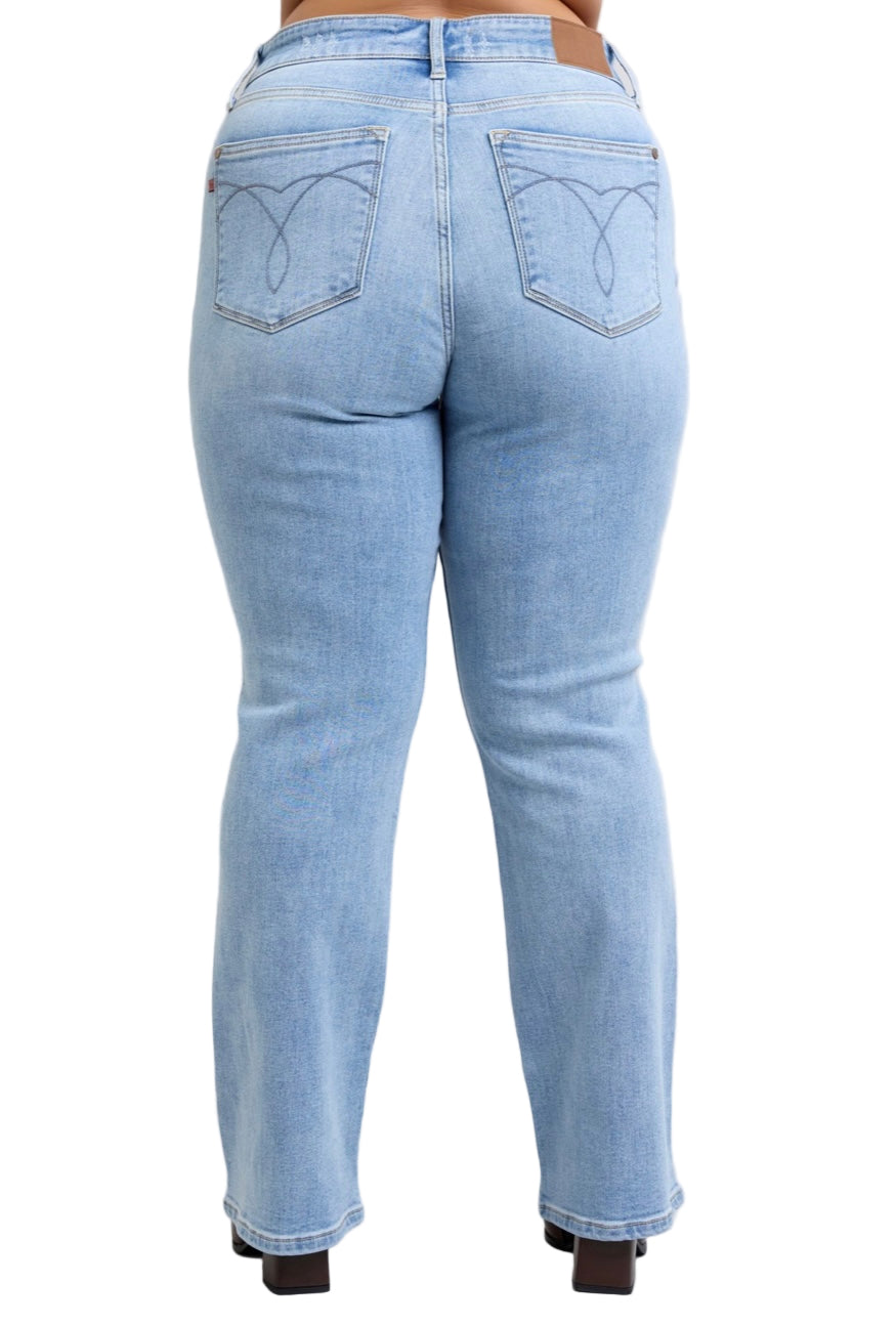 Mid Rise Thermal Bootcut Jeans by Judy Blue