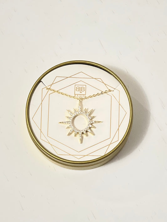 B.b. Lila Gold Pave' Sun Charm Necklace