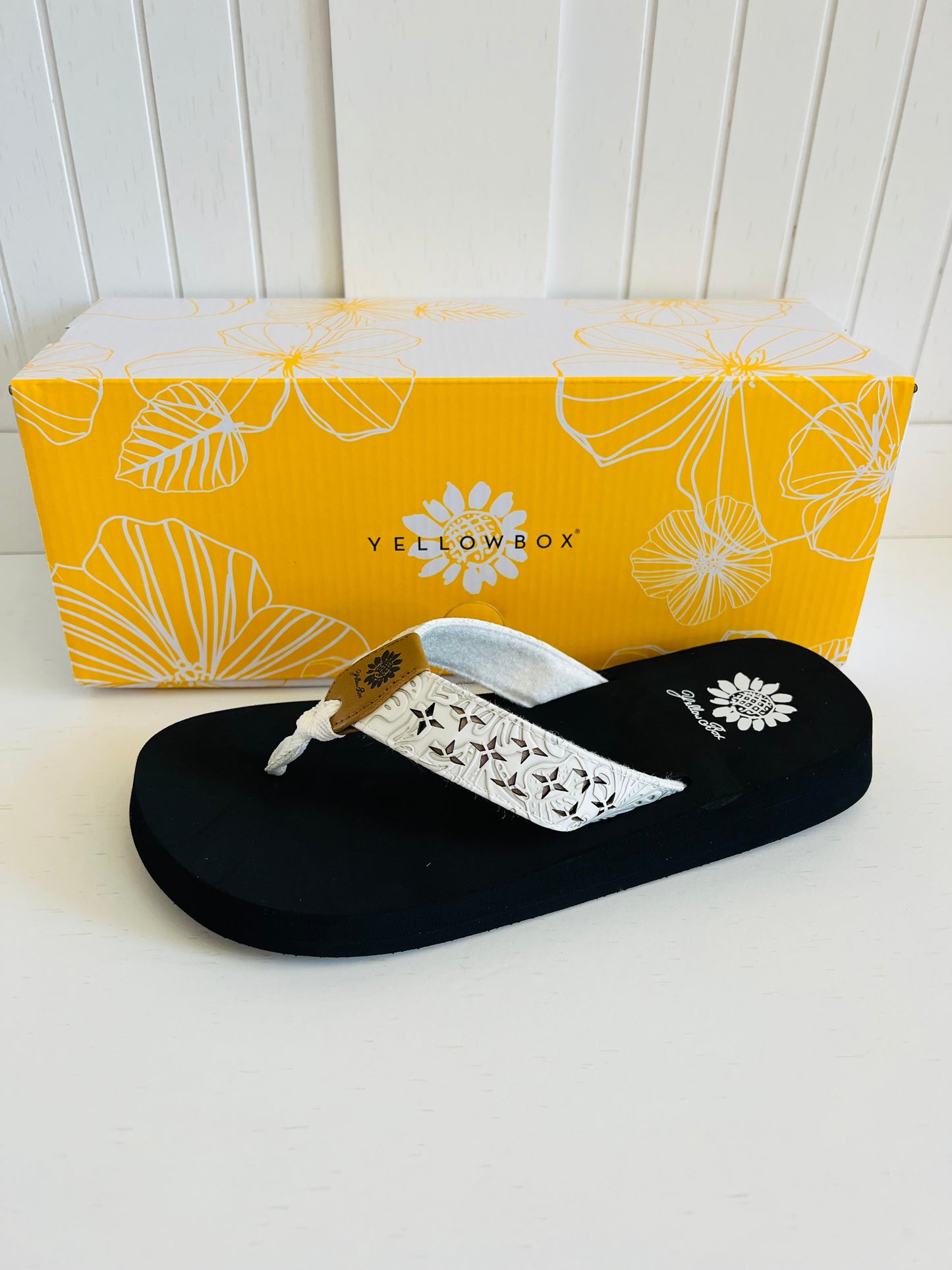 Benji White Flip Flops by YellowBox