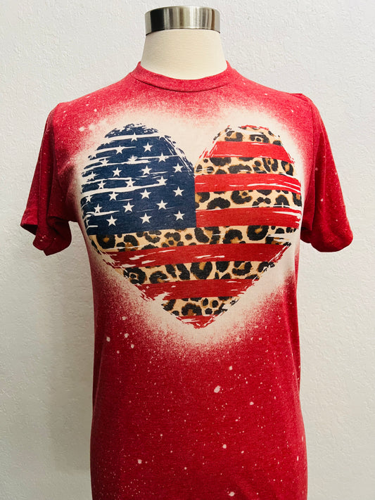 American Leopard Heart Bleached T-Shirt