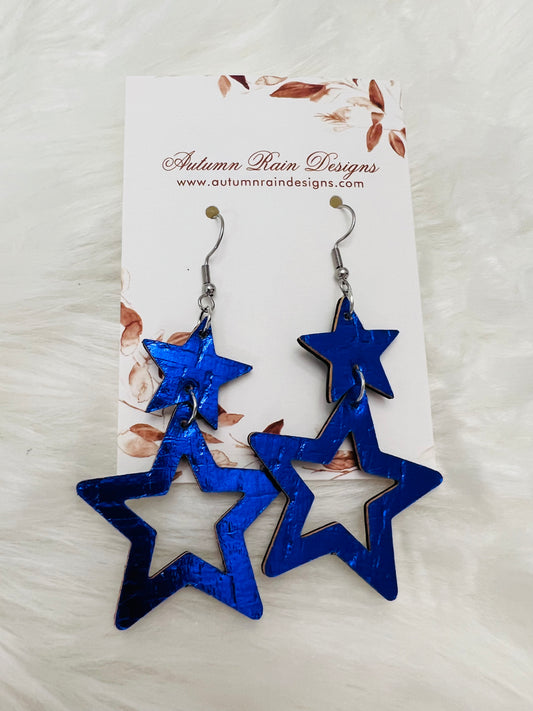 Shiny Blue Stars Earrings