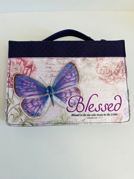 Blessed Butterfly Purple Large Bible Cover