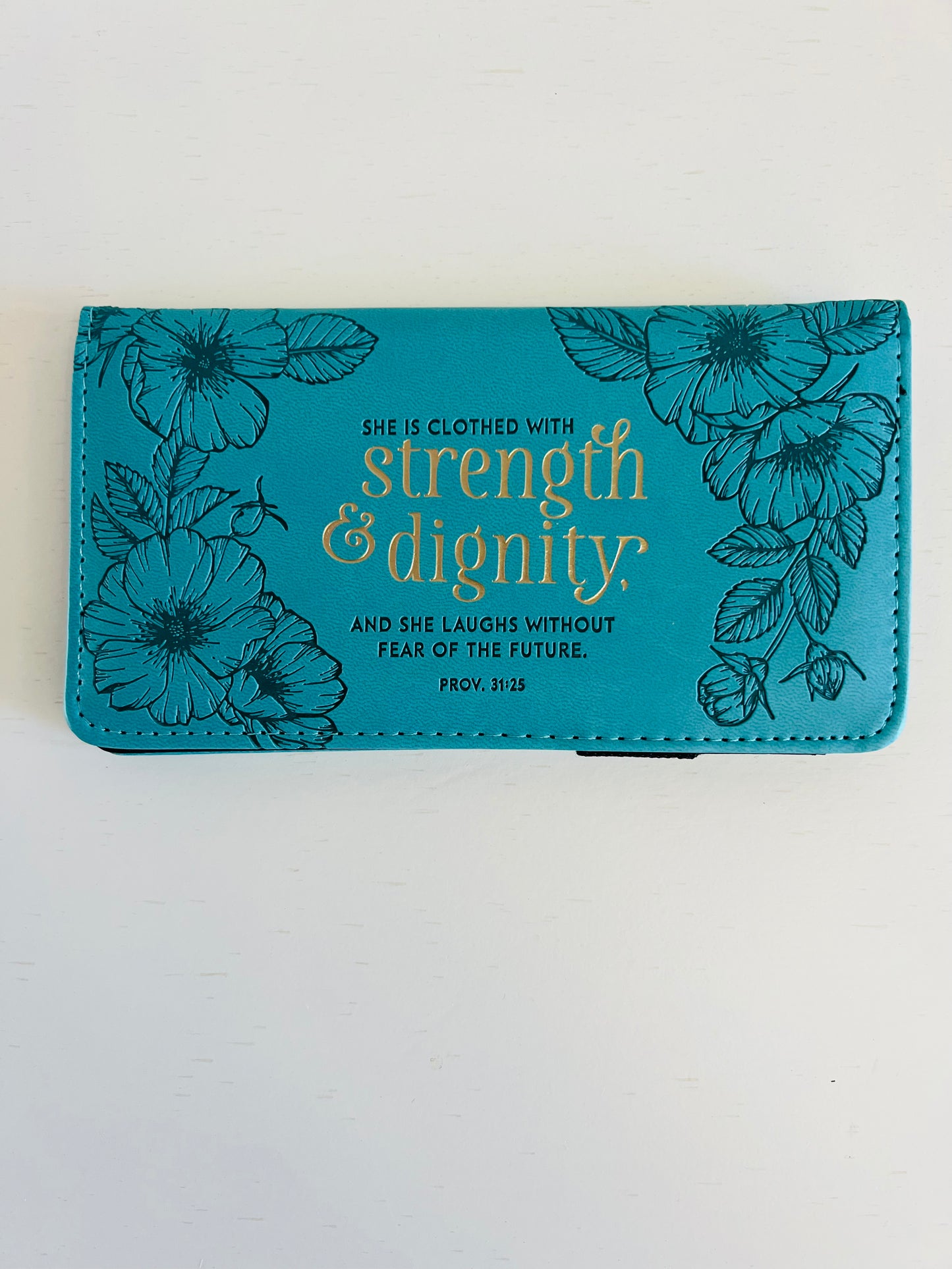 Strength & Dignity Teal Checkbook Cover