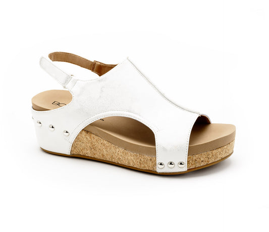 Volta ll White Metallic Wedge by Corkys