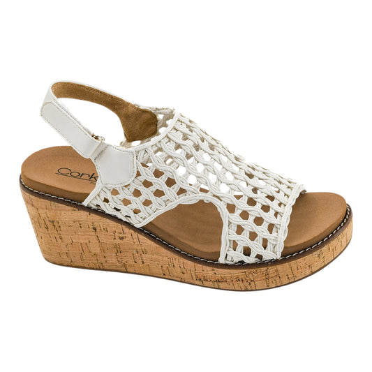 Carley Ivory Woven Wedge by Corkys