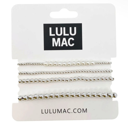 Silver/Pearl Beaded Bracelets by Lulu Mac