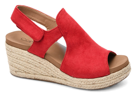 Pose Red Faux Suede Wedge by Corkys