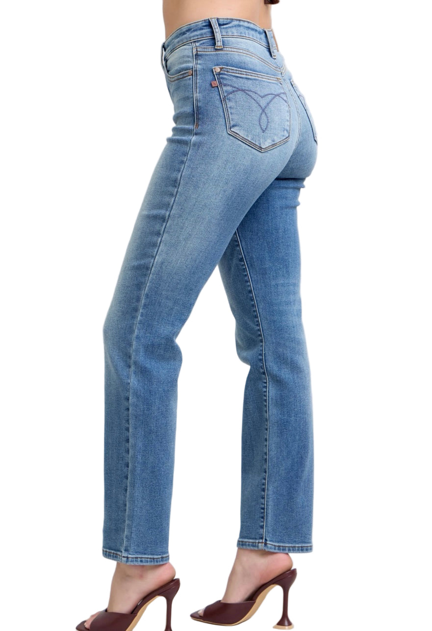 Vintage Wash Thermal Straight Jeans by Judy Blue