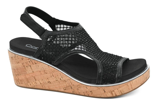 Carley Black Mesh Wedge by Corkys